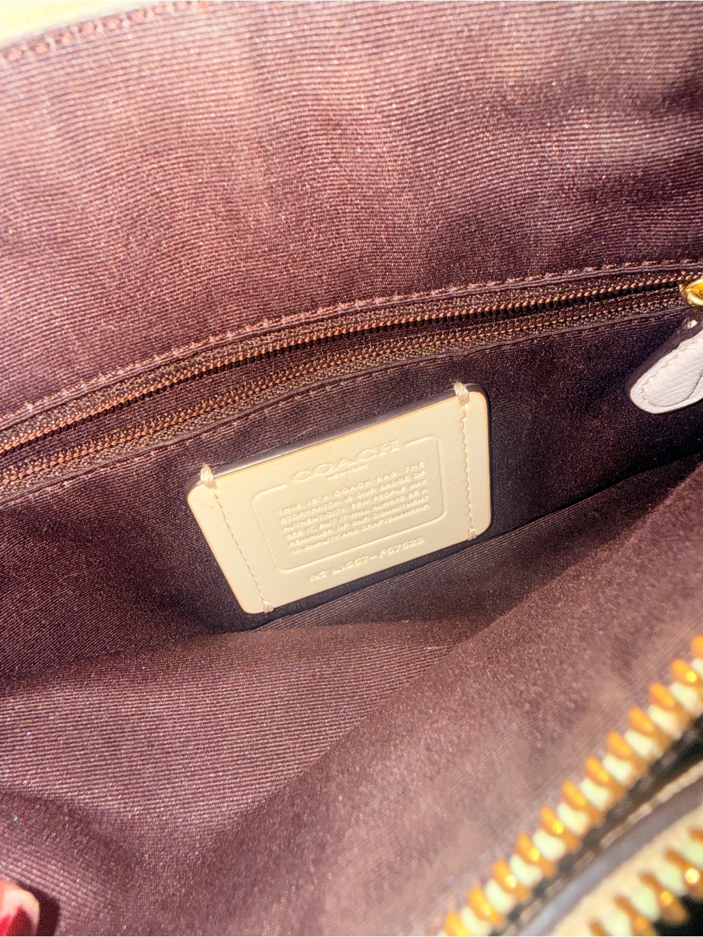 Coach Cream Pebbled Leather Satchel with Gold Hardware - Picture 4 of 5